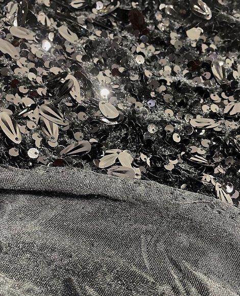 Пайетки на бархате черный\черный с каплей